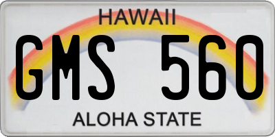 HI license plate GMS560