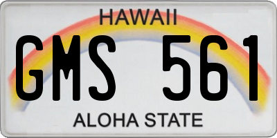 HI license plate GMS561