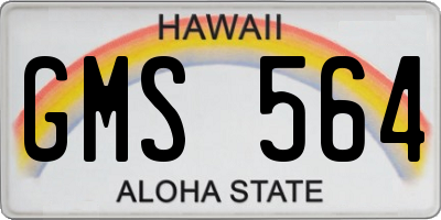 HI license plate GMS564