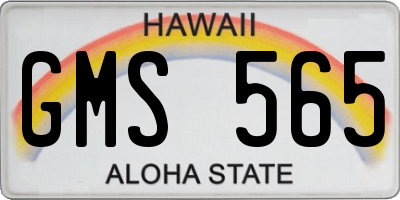 HI license plate GMS565