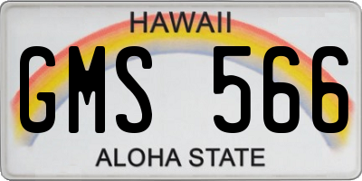 HI license plate GMS566