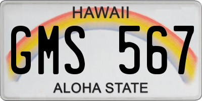 HI license plate GMS567