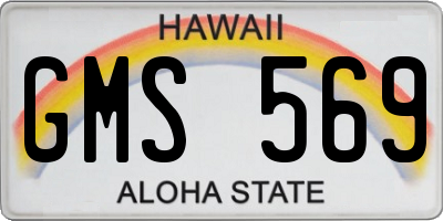 HI license plate GMS569
