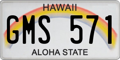 HI license plate GMS571