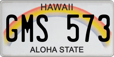 HI license plate GMS573