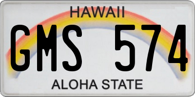 HI license plate GMS574