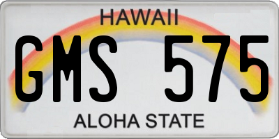 HI license plate GMS575