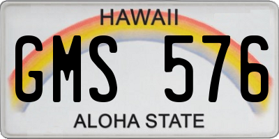 HI license plate GMS576