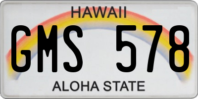 HI license plate GMS578