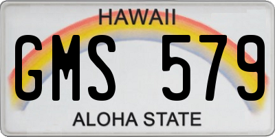 HI license plate GMS579
