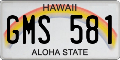 HI license plate GMS581