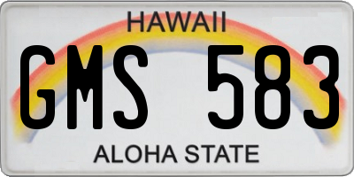 HI license plate GMS583