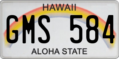 HI license plate GMS584