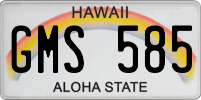 HI license plate GMS585