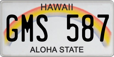 HI license plate GMS587