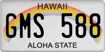 HI license plate GMS588