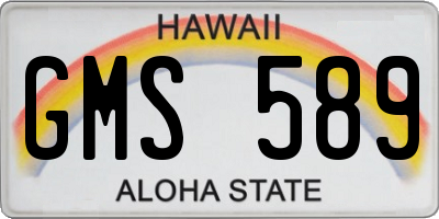 HI license plate GMS589