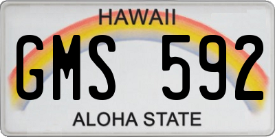 HI license plate GMS592