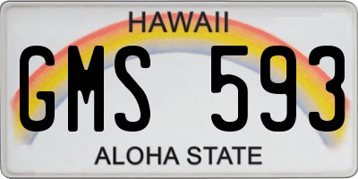 HI license plate GMS593