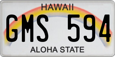 HI license plate GMS594
