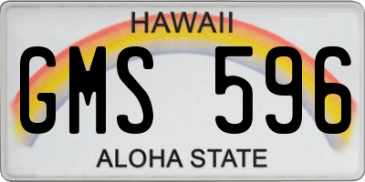 HI license plate GMS596