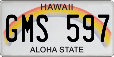 HI license plate GMS597