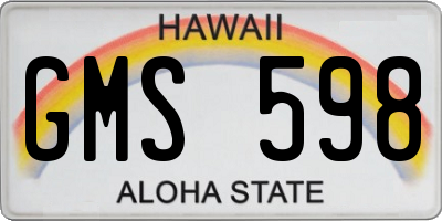 HI license plate GMS598