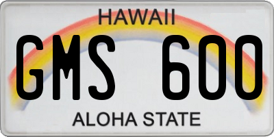 HI license plate GMS600