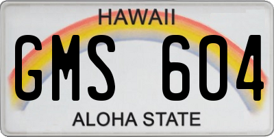 HI license plate GMS604