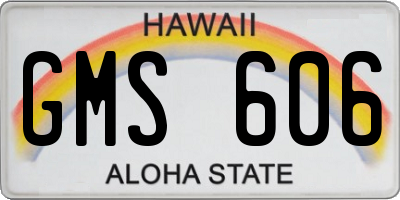 HI license plate GMS606