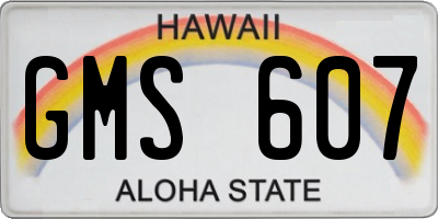 HI license plate GMS607