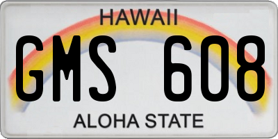 HI license plate GMS608