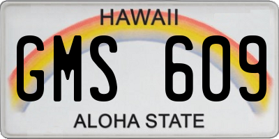 HI license plate GMS609