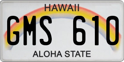 HI license plate GMS610
