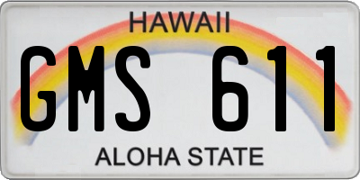 HI license plate GMS611