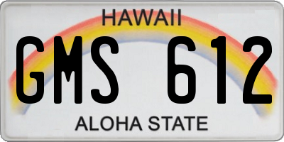 HI license plate GMS612