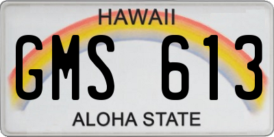 HI license plate GMS613