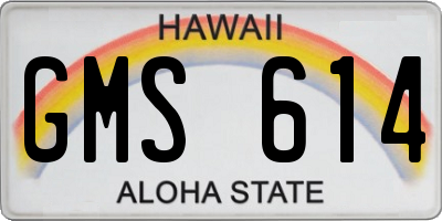 HI license plate GMS614