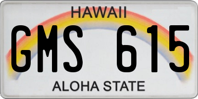 HI license plate GMS615