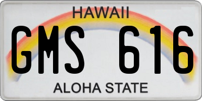 HI license plate GMS616