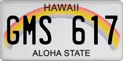 HI license plate GMS617