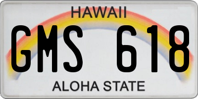 HI license plate GMS618