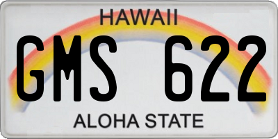 HI license plate GMS622