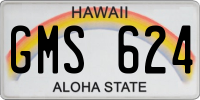 HI license plate GMS624