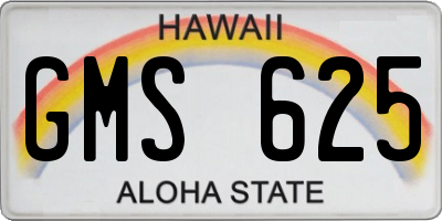 HI license plate GMS625