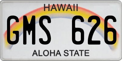 HI license plate GMS626