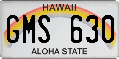 HI license plate GMS630