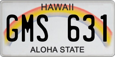 HI license plate GMS631