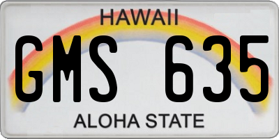 HI license plate GMS635