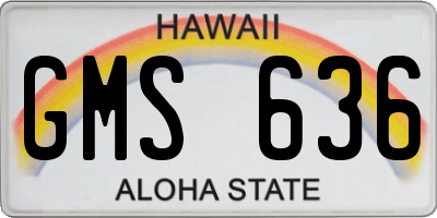 HI license plate GMS636
